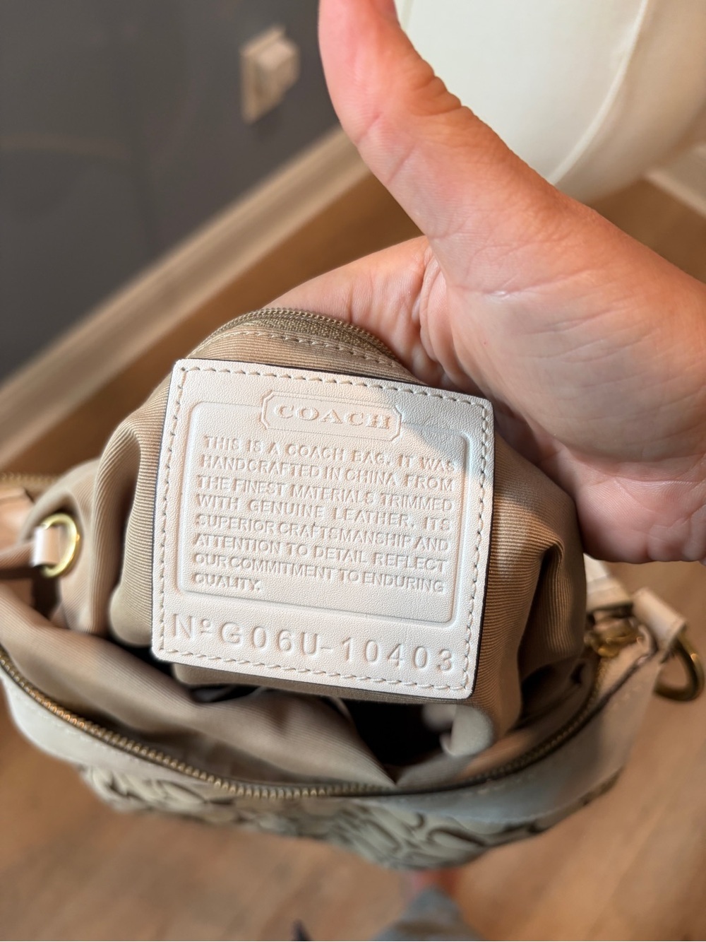 Coach Legacy Signature Hobo 10403 Khaki Jacquard Ivory Leather Shoulder Bag - Picture 3 of 11